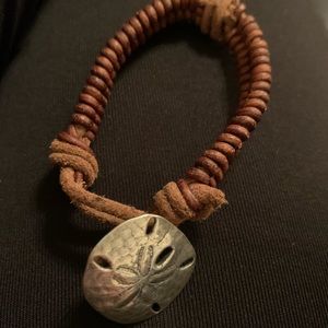James Avery Sand Dollar Leather Sterling Bracelet